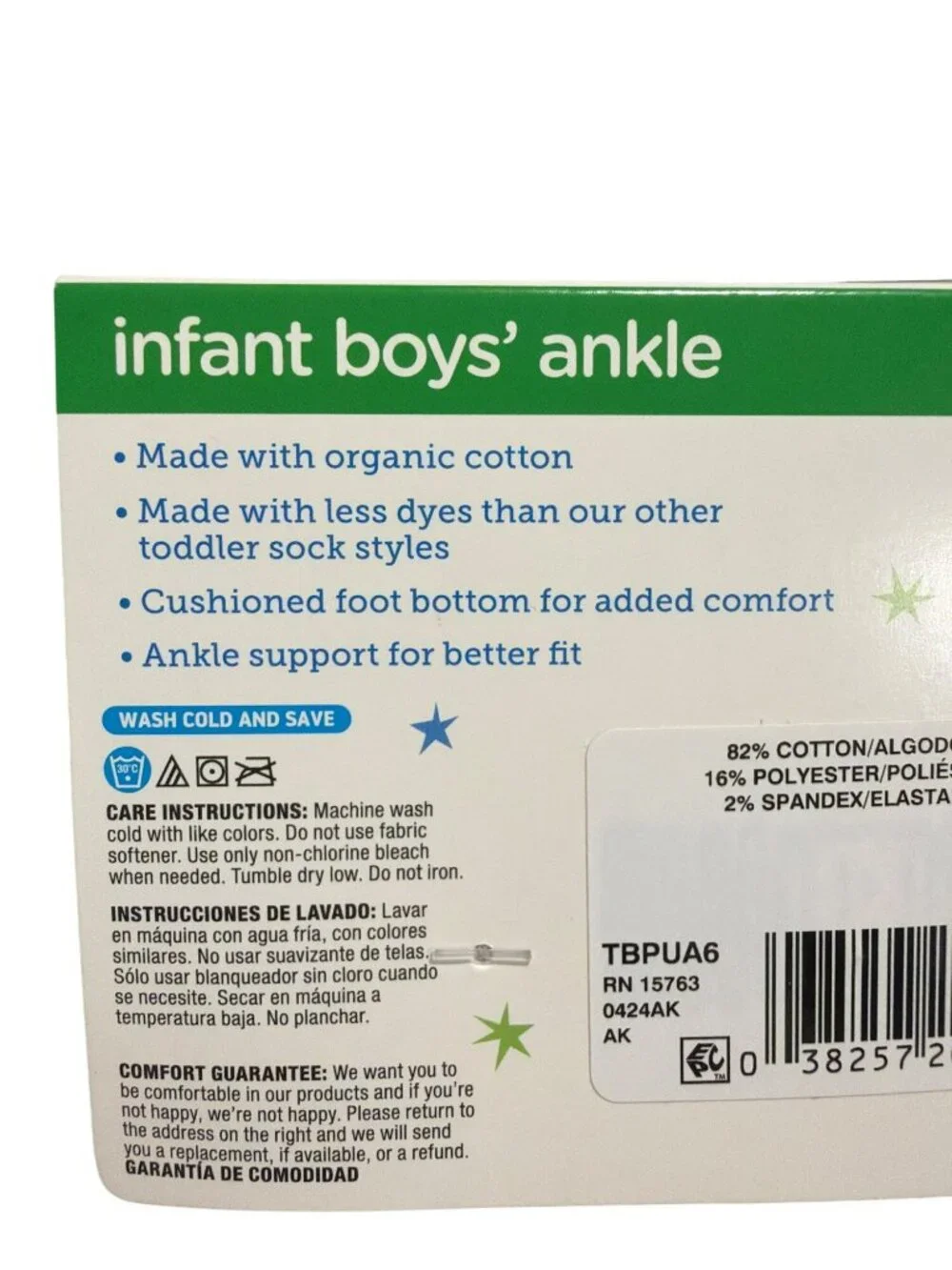 12 Pairs Hanes Infant Boys Ankle Socks 6-12 Months Organic Cotton Non-Slip Sole